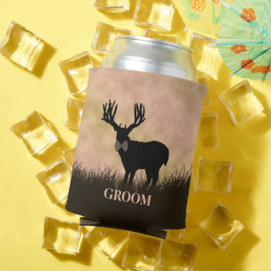 Groom Deer Stag Silhouette Landscape Hunting Can C Cooler