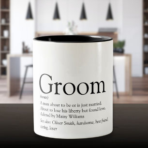Groom Definition, Stag Bachelor Party, Wedding Two-Tone Coffee Mug