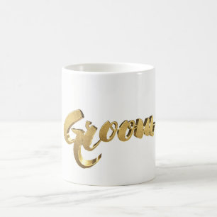 Groom Elegant Typography Gold Look Text Coffee Mug