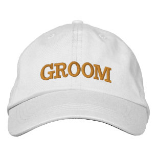 GROOM embroidered baseball cap gold / white