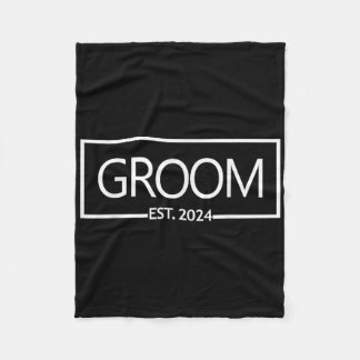 Groom Est. 2024 Future Husband Bachelor Party Wedd Fleece Blanket