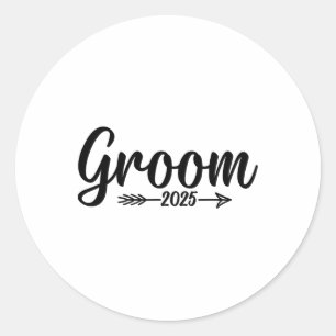 Groom Est. 2025 Married Wedding Engagement Classic Round Sticker