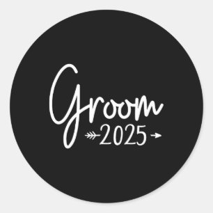 Groom Est 2025 Married Wedding Engagement Getting  Classic Round Sticker