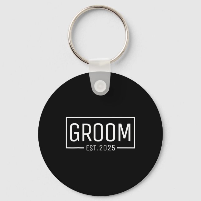 Groom Est. 2025 Married Wedding Engagement Getting Key Ring (Front)