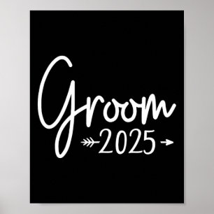 Groom Est 2025 Married Wedding Engagement Getting  Poster