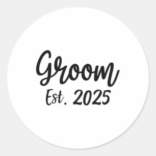 Groom Est. 2025 Men's Wedding Engagement Party Gro Classic Round Sticker