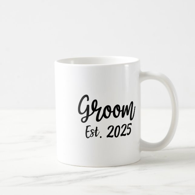 Groom Est. 2025 Men's Wedding Engagement Party Gro Coffee Mug (Right)
