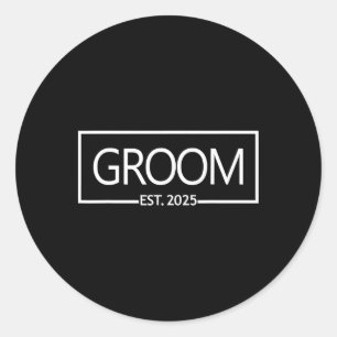 Groom Est. 2025 Wedding Matching Husband Just Marr Classic Round Sticker