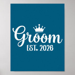 Groom est 2026 bride groom matching engagement poster