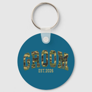 Groom est 2026 camo camouflage couples matching key ring
