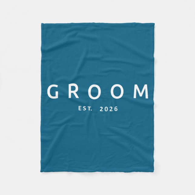 Groom est 2026 future husband bachelor party fleece blanket (Front)