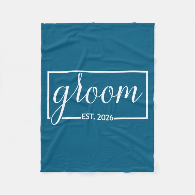 Groom est 2026 future husband wedding bachelor fleece blanket (Front)