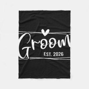 Groom Est. 2026 Husband Just Married Wedding Engag Fleece Blanket