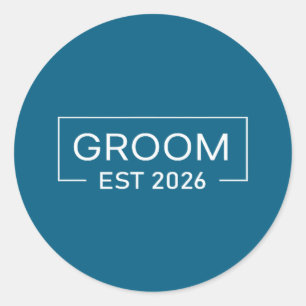 Groom est 2026 married wedding engagement getting classic round sticker