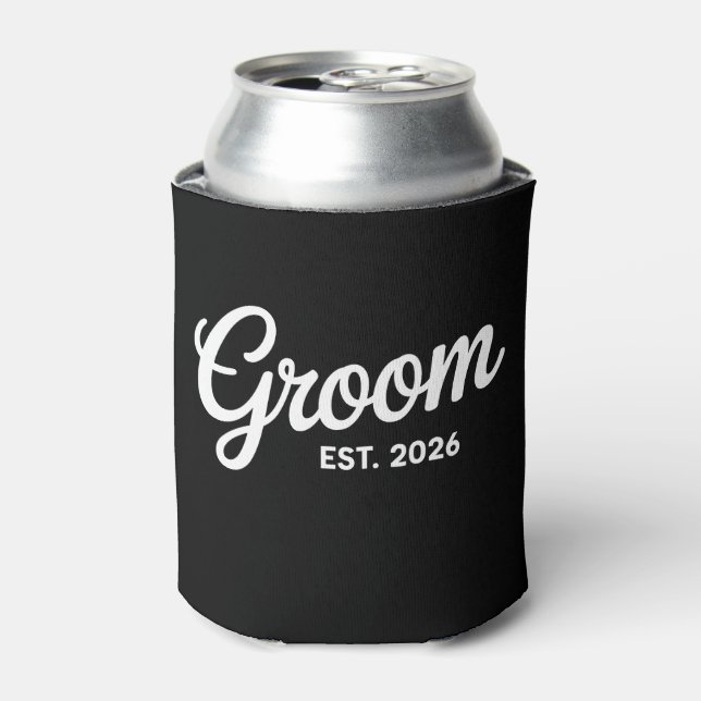 Groom Est 2026 Matching Getting Ready Wedding Can Cooler (Can Front)