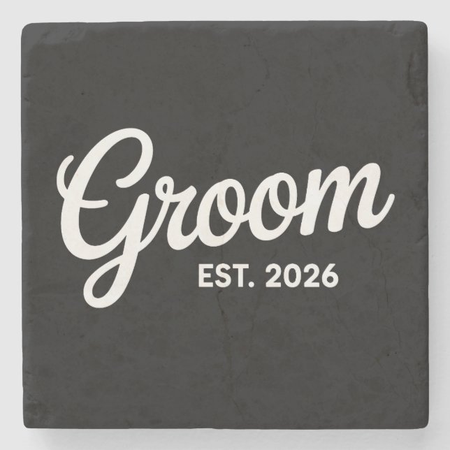 Groom Est 2026 Matching Getting Ready Wedding Stone Coaster (Front)