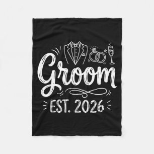 Groom Est 2026 Mr Husband Married Wedding Party 3 Fleece Blanket