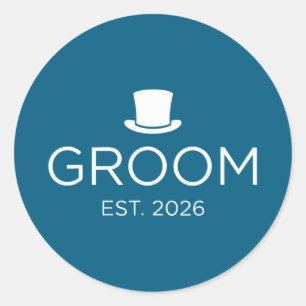 Groom est 2026 mr husband married wedding party  classic round sticker