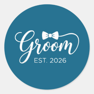 Groom est 2026 mr husband married wedding party  classic round sticker