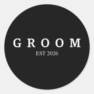 Groom Est. 2026 Wedding Married Engagement Getting Classic Round Sticker