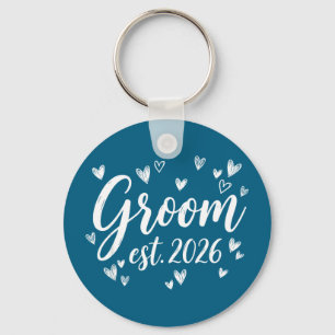 Groom est 2026 wedding newlywed bride groom party key ring