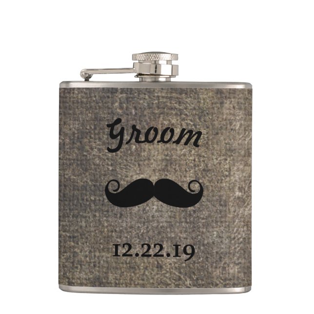 Groom Flask Moustache (Front)