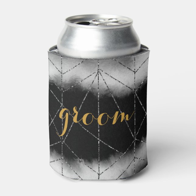 GROOM For Him Wedding Black Can Cooler (Can Front)
