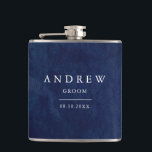 Groom Gift Watercolor Blue Wedding Flask<br><div class="desc">Dark blue watercolor wedding flask with beautifully painted watercolor background. Fully customisable!</div>