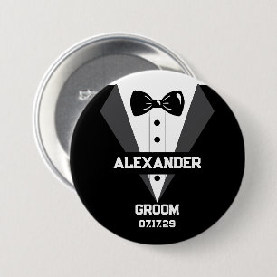 Groom Gift with Custom Name and Wedding Date 7.5 Cm Round Badge
