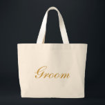 Groom Gold Large Tote Bag<br><div class="desc">This personalised name monogram cute vintage tote bag is best gift idea for groom and groomsman at weddings.</div>