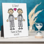 Groom Groom I Do Personalised Wedding Plaque<br><div class="desc">Gay marriage gifts and gay wedding favours for gay grooms tying the knot and getting married. Picture of stick figure art grooms and text that reads,  "I Do".  Great gift ideas for gay grooms having a wedding.</div>