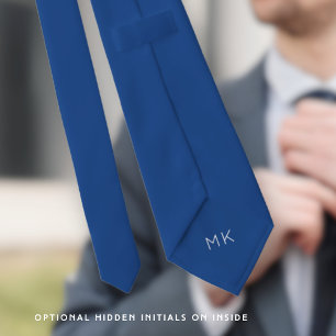 Groom Groomsmen Initials Blue Wedding Tie