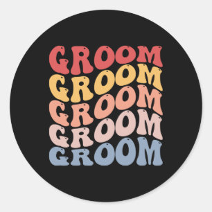Groom Groovy Bachelor Party Classic Round Sticker