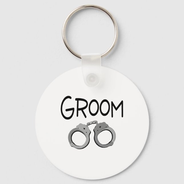 Groom Handcuffs Wedding Key Ring (Front)