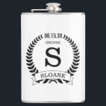 Groom Initial Hip Flask<br><div class="desc">This 8 oz. flask is perfect for the groom.  It is traditional yet modern.  It'd be great for a bachelor party or weekend.  Get one for everybody in the bridal party - they'll love it!  The title can easily be changed to best man,  groomsman,  usher,  etc.</div>