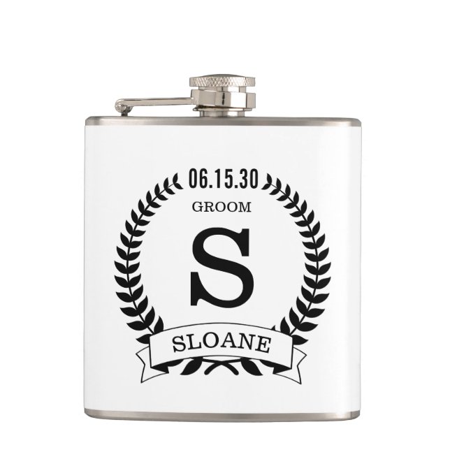 Groom Initial Hip Flask (Front)