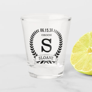 Groom Initial Shot Glass
