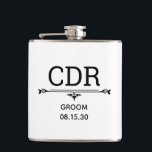 Groom Initials Hip Flask<br><div class="desc">This flask is perfect for the groom. He will love that it is monogrammed. It'd be great for his bachelor party or weekend. He will have his own flask to sip from as he hangs out and parties. Get one for everyone in the bridal party. The title can be changed...</div>