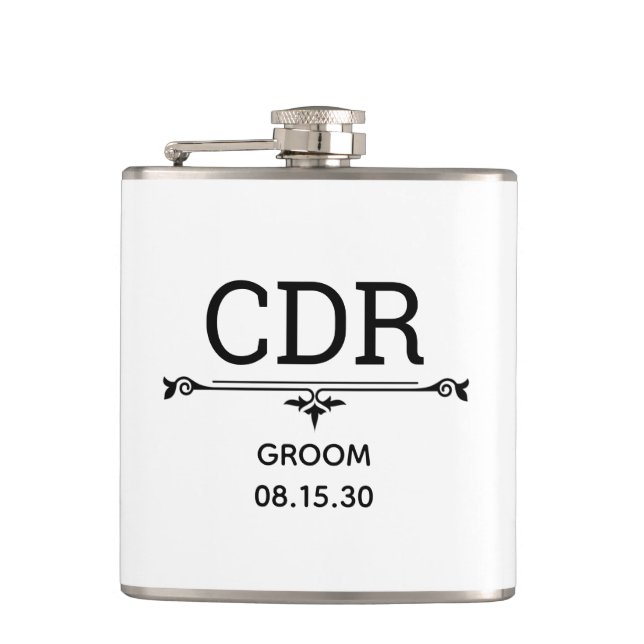 Groom Initials Hip Flask (Front)
