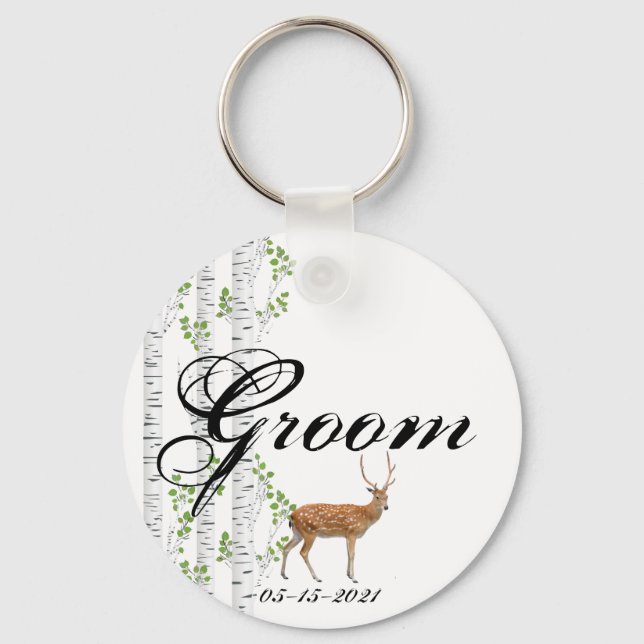 Groom Key Chain Deer Doe Buck Woodland Hunting (Front)