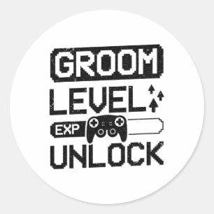 Groom Level Unlock Bachelor Party 1 Classic Round Sticker