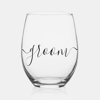 Groom Minimalist Stemless Wine Glass
