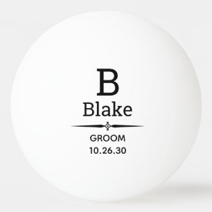 Groom Monogrammed Ping Pong Ball