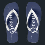 Groom Navy Blue Wedding Party Flip Flops Wide<br><div class="desc">Groom simple navy blue wedding party flip flops with wide straps</div>