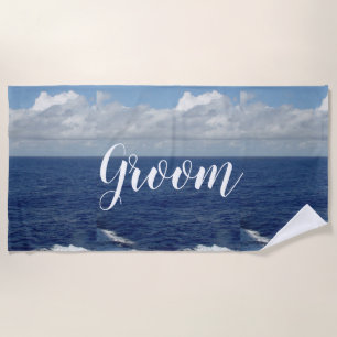 Groom Ocean Waves Beach Towel