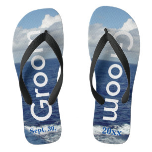 Groom Ocean Waves Blue Sky Thongs