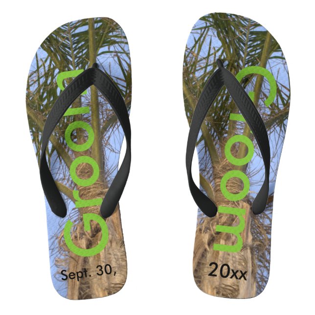 Groom Palm Trees Blue Sky Thongs (Footbed)