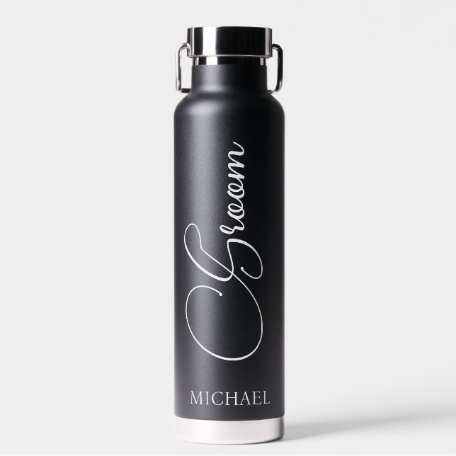 Groom Personalised Script Wedding   Water Bottle (Front)