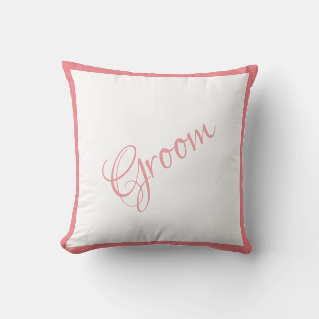 Groom Pink Script Chic Wedding Cushion (Front)