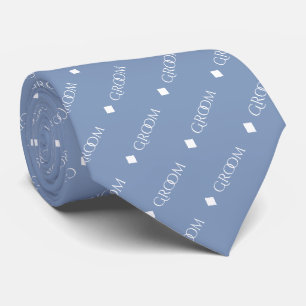 Groom - Repeating White Text on Light Blue Tie